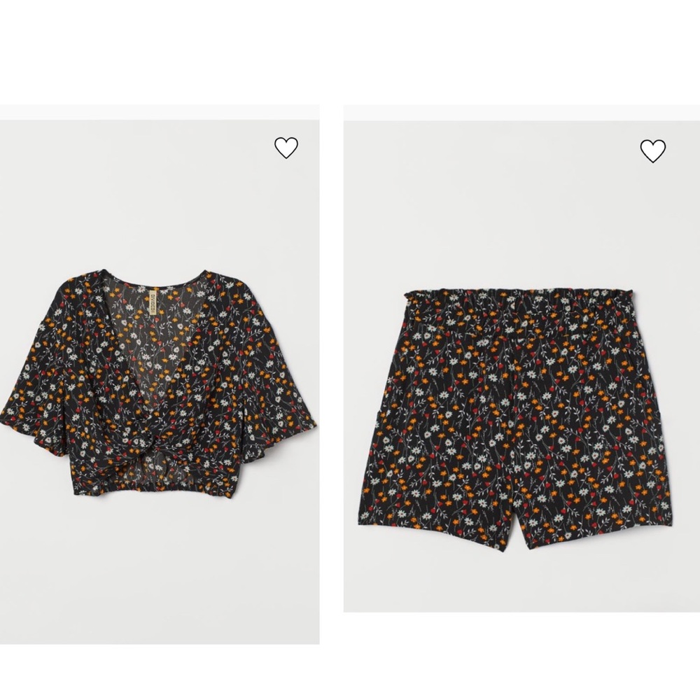 ✨H&M✨ Matching Floral Shirt Short Set